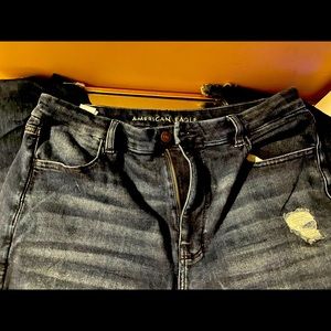 American Eagle high waisted distressed jeans.